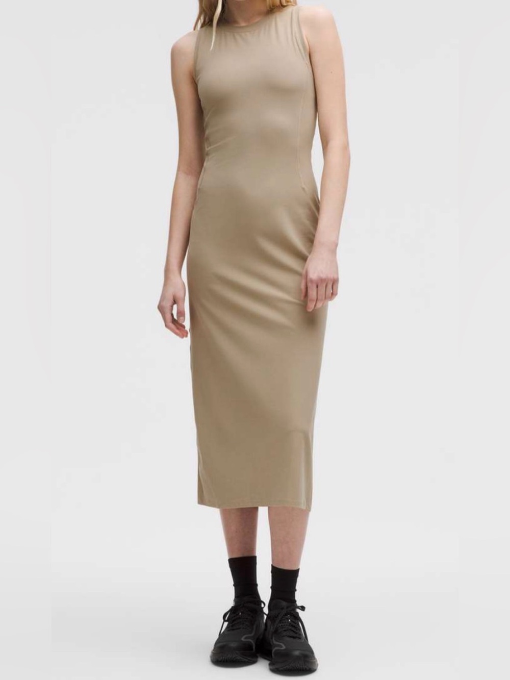 lululemon athletica Ribbed Long Tank Dress in Taupe